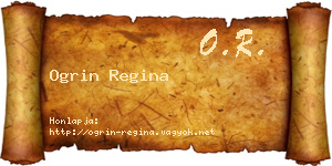Ogrin Regina névjegykártya